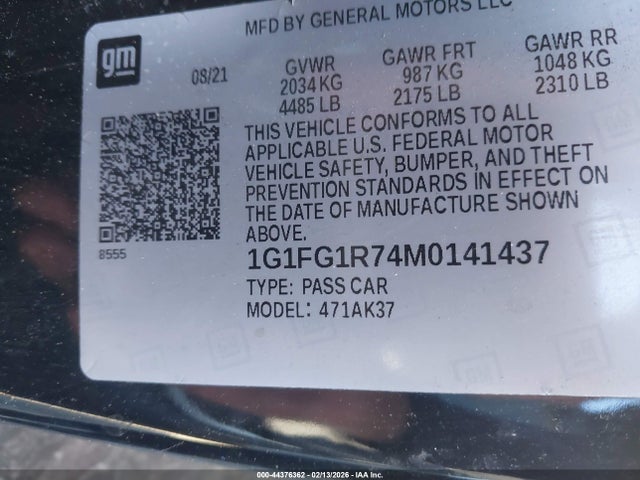 2021 CHEVROLET CAMARO 1G1FG1R74M0141437 Photo 8