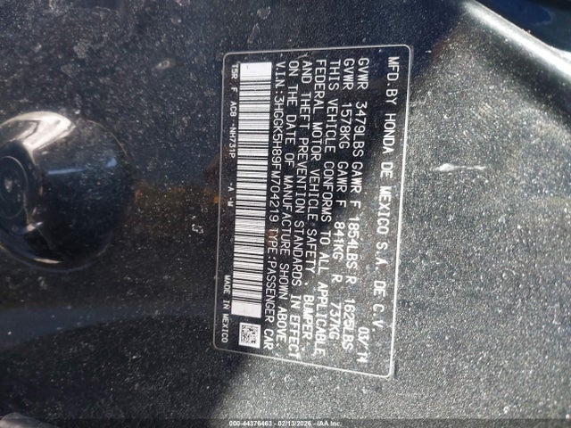 3HGGK5H89FM704219 Honda Fit Ex/ex-l