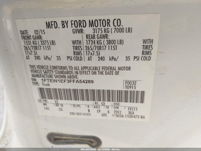 Ford F-150 Xl 2015 1FTEW1EF3FFA54289 Image 9