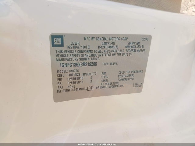 2008 CHEVROLET TAHOE HYBRID 1GNFC135X8R219206 Photo 8