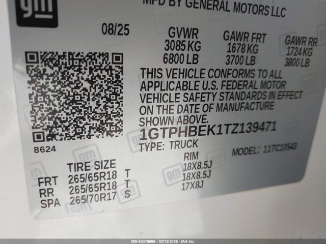 Auction sale of the 2026 Gmc Sierra 1500 , Short Bed, Sle, Rwd, vin: 1GTPHBEK1TZ139471, lot number: 44376666