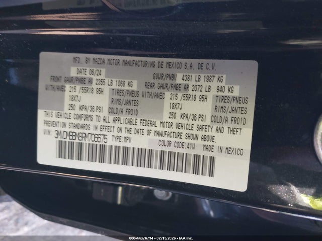 44376734 :رقم المزاد ، 3MVDMBBM8RM706675 vin ، 2024 Mazda Cx-30 2.5 S Select Sport مزاد بيع