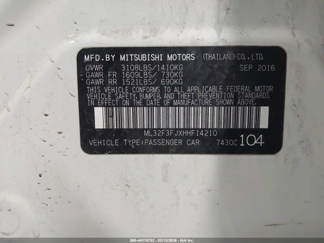 2017 MITSUBISHI MIRAGE G4 ML32F3FJXHHF14210 Photo 8