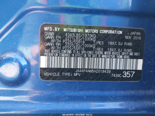 JA4AP4AW5HZ018439 Mitsubishi Outlander Sport 2.4 Sel