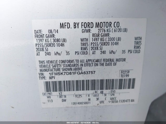 1FM5K7D81FGA63757 Ford EXPLORER XLT