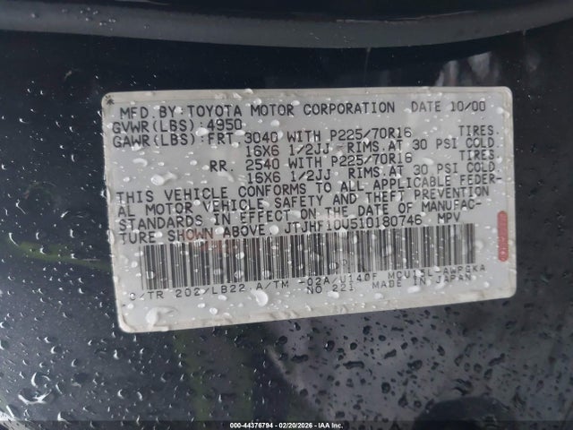 44376794 :رقم المزاد ، JTJHF10U510180746 vin ، 2001 Lexus Rx 300 مزاد بيع