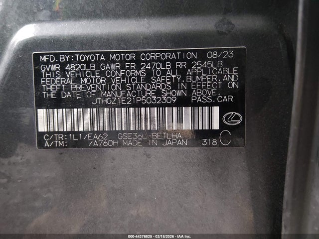 Aukcja sprzedaży 2023 Lexus Is 350 F Sport, vin: JTHGZ1E21P5032309, numer aukcji: 44376825