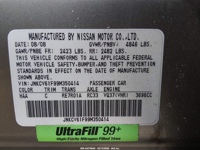 Продажа на аукционе авто 2009 Infiniti G37x, vin: JNKCV61F99M350414, номер лота: 44376848