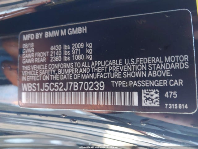 Продаж на аукціоні авто 2018 Bmw M2, vin: WBS1J5C52J7B70239, номер лоту: 44376990