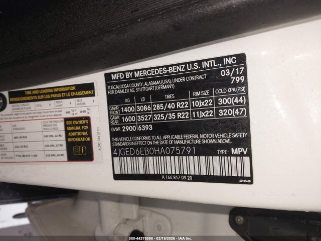 44376998 :رقم المزاد ، 4JGED6EB0HA075791 vin ، 2017 Mercedes-benz Amg Gle 43 Coupe 4matic مزاد بيع