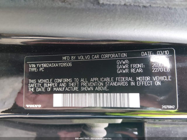 2010 VOLVO S80 YV1982ASXA1128506 Photo 8