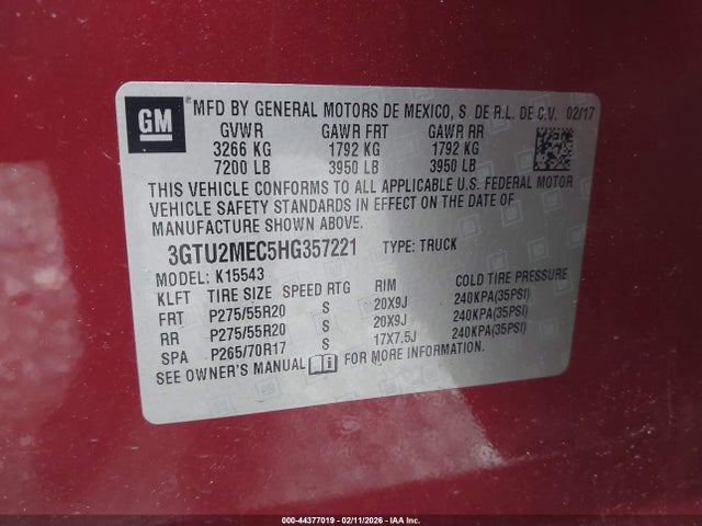 3GTU2MEC5HG357221 GMC Sierra 1500 Sle