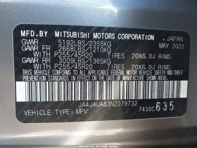 2022 MITSUBISHI OUTLANDER JA4J4UA83NZ079732 Photo 8
