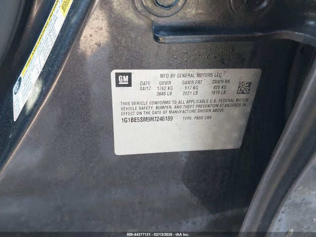 1G1BE5SM9H7246189 Chevrolet Cruze Lt Auto