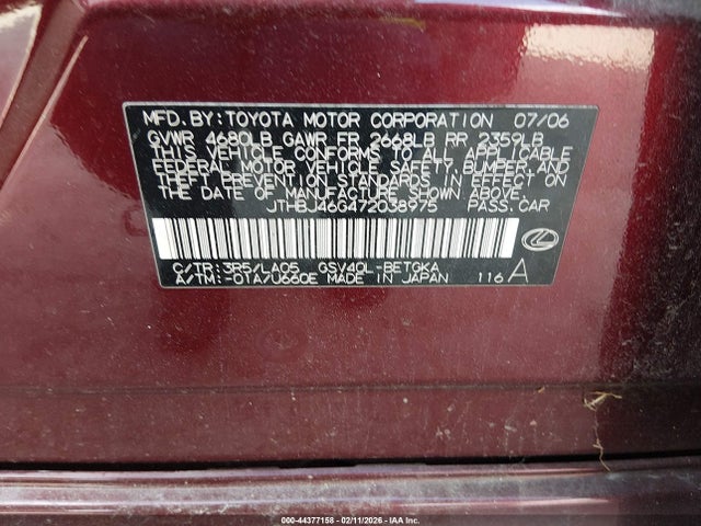 2007 LEXUS ES 350 JTHBJ46G472038975 Photo 8