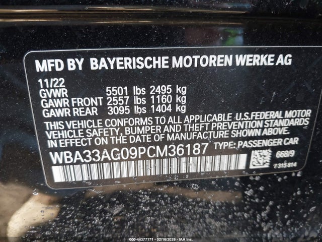 Aukcja sprzedaży 2023 Bmw 530e Xdrive, vin: WBA33AG09PCM36187, numer aukcji: 44377171
