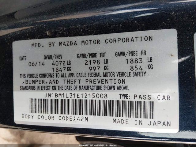 JM1BM1L31E1215008 Mazda Mazda3 S Touring