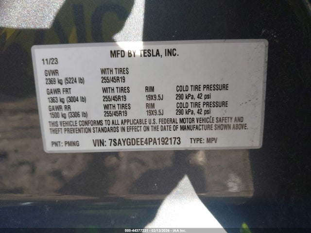 Aukcja sprzedaży 2023 Tesla Model Y Awd/long Range Dual Motor All-wheel Drive, vin: 7SAYGDEE4PA192173, numer aukcji: 44377231