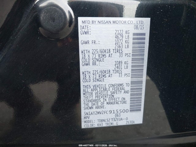 5N1AT2MV2FC915500 Nissan Rogue Sl