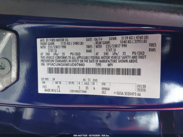 Ford ESCAPE SE 2014 1FMCU9GX9EUD97860 Image 9