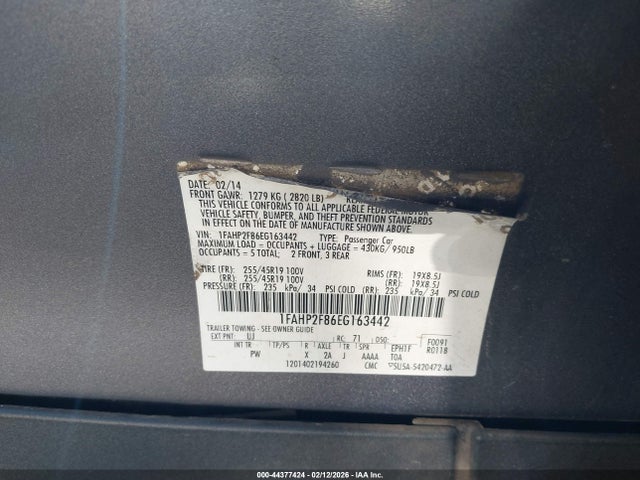 Ford Taurus Limited 2014 1FAHP2F86EG163442 Image 9