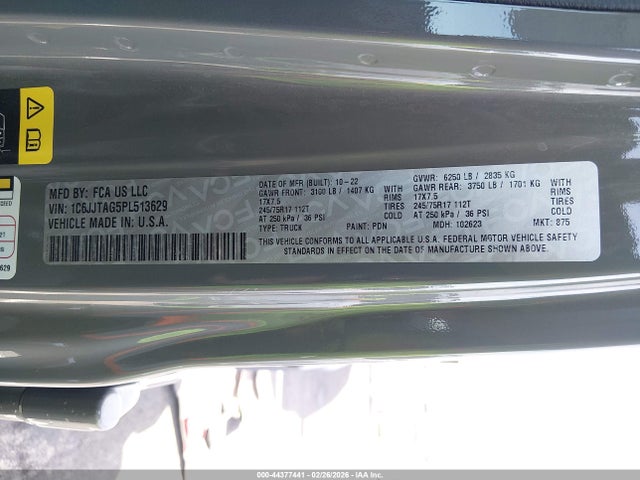 Jeep Gladiator Freedom 4x4 2023 1C6JJTAG5PL513629 Image 9