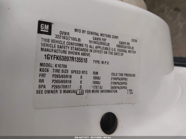 2007 CADILLAC ESCALADE 1GYFK63897R135518 Photo 8