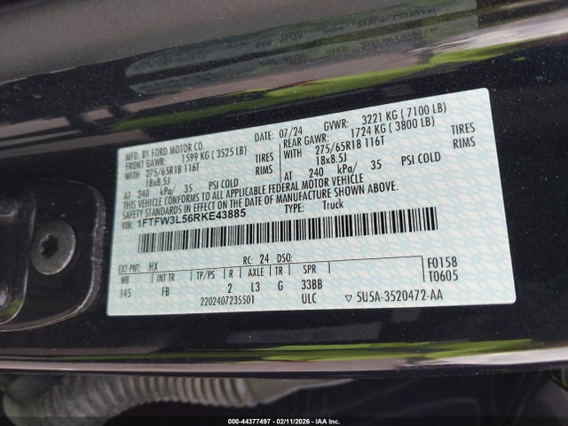 1FTFW3L56RKE43885 Ford F-150 Xlt