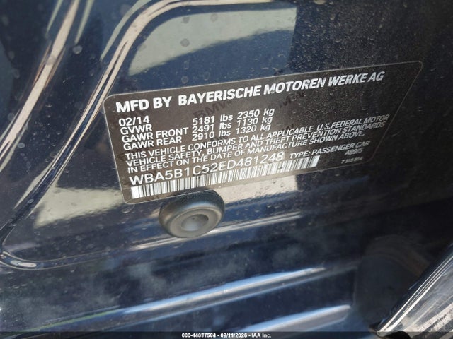 44377504 :رقم المزاد ، WBA5B1C52ED481248 vin ، 2014 Bmw 535i مزاد بيع