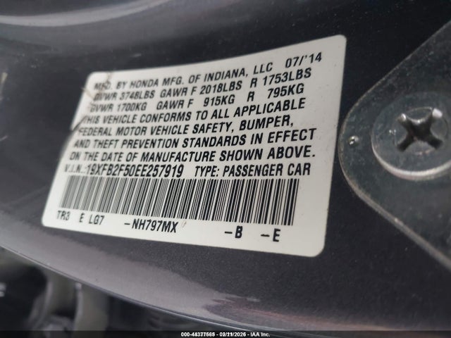 Honda Civic Lx 2014 19XFB2F50EE257919 Image 9