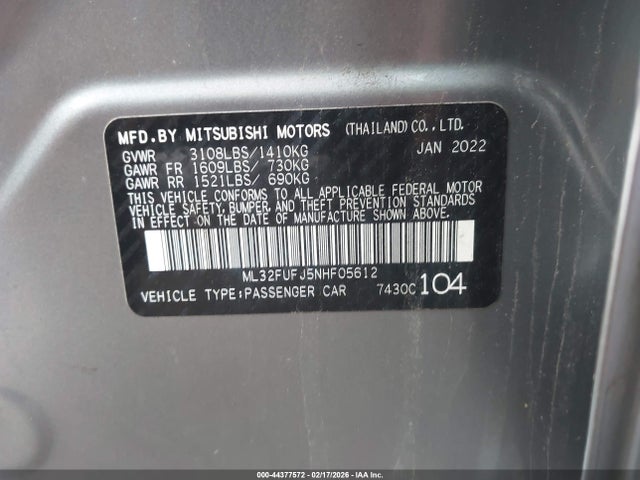 2022 MITSUBISHI MIRAGE G4 ML32FUFJ5NHF05612 Photo 8