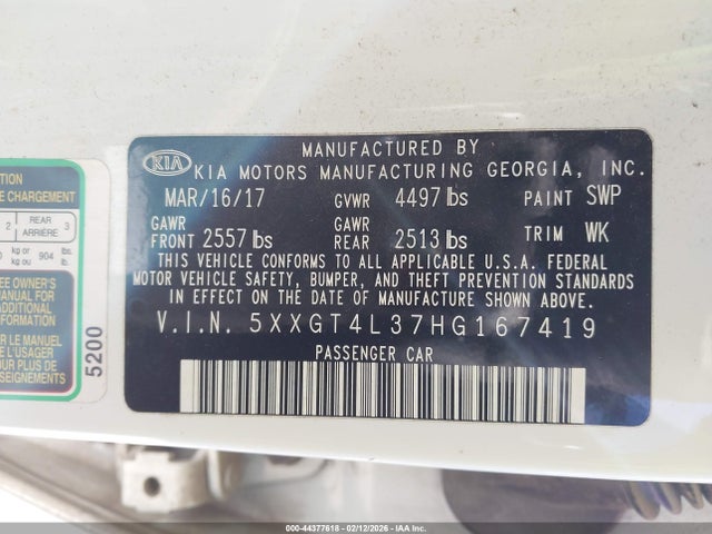 2017 KIA OPTIMA 5XXGT4L37HG167419 Photo 8