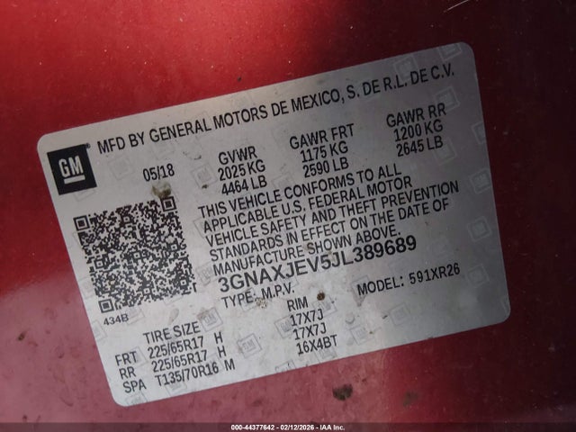 3GNAXJEV5JL389689 Chevrolet EQUINOX LT