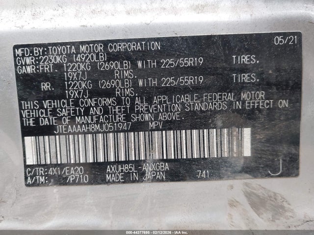 Toyota Venza Xle 2021 JTEAAAAH8MJ051947 Image 9