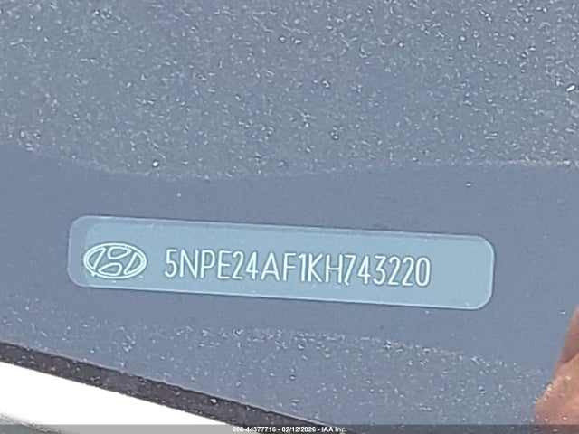 44377716 :رقم المزاد ، 5NPE24AF1KH743220 vin ، 2019 Hyundai Sonata Se مزاد بيع