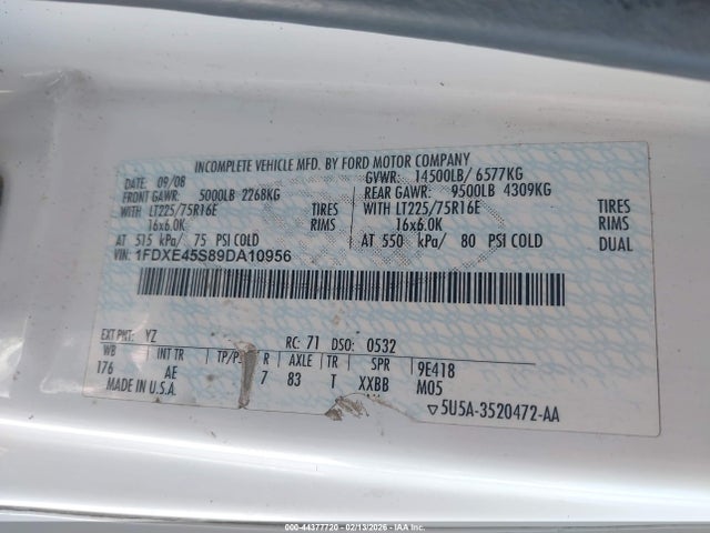 Aukcja sprzedaży 2009 Ford E-450 Cutaway, vin: 1FDXE45S89DA10956, numer aukcji: 44377720
