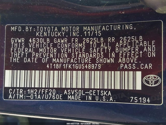 Toyota CAMRY SE 2016 4T1BF1FK1GU548979 Image 9