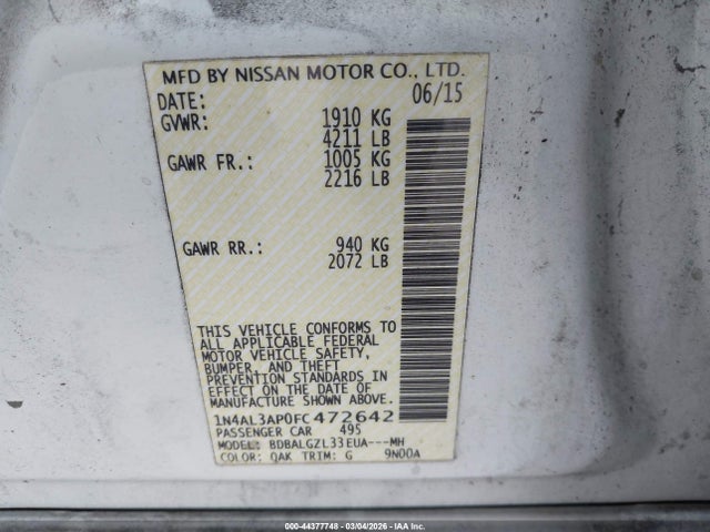 1N4AL3AP0FC472642 Nissan Altima 2.5 S