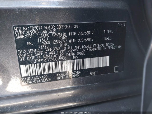 Toyota Rav4 Xle 2019 JTMP1RFV7KD015903 Image 9