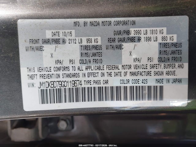 Aukcja sprzedaży 2016 Mazda Cx-3 Grand Touring, vin: JM1DKBD79G0119674, numer aukcji: 44377783