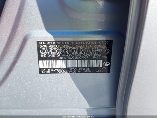 2025 Lexus Is 500 F Sport Performance მანქანა იყიდება აუქციონზე, vin: JTHAP1D27S5007937, აუქციონის ნომერი: 44377825