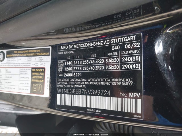 Auction sale of the 2022 Mercedes-benz Glc 300 4matic Suv, vin: W1N0G8EB7NV399724, lot number: 44377837