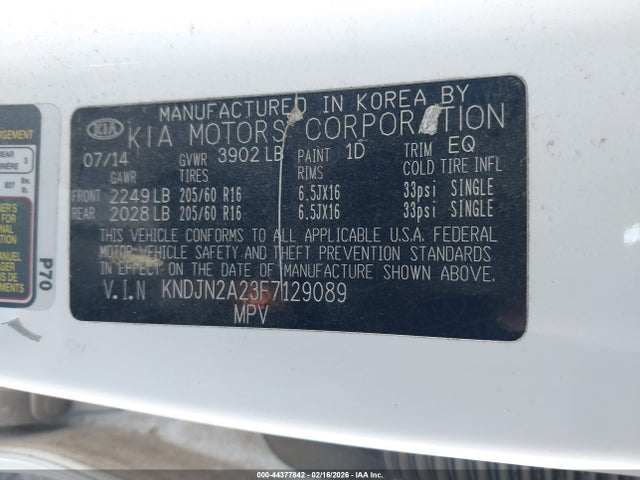 Aukcja sprzedaży 2015 Kia Soul, vin: KNDJN2A23F7129089, numer aukcji: 44377842