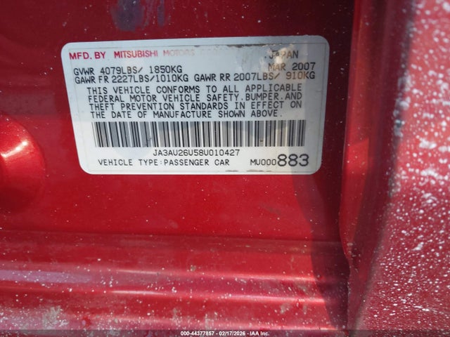 2008 MITSUBISHI LANCER JA3AU26U58U010427 Photo 8