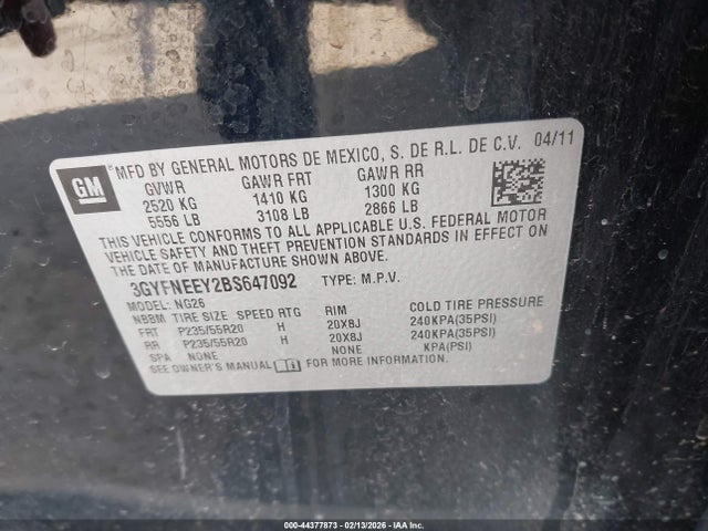 Продаж на аукціоні авто 2011 Cadillac Srx Performance Collection, vin: 3GYFNEEY2BS647092, номер лоту: 44377873