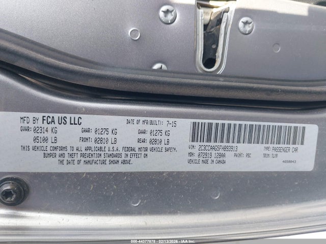 44377878 :رقم المزاد ، 2C3CCAAG5FH893913 vin ، 2015 Chrysler 300 Limited مزاد بيع