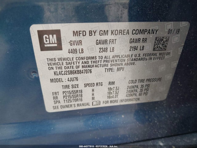 Продажа на аукционе авто 2019 Buick Encore Awd Sport Touring, vin: KL4CJ2SB6KB847076, номер лота: 44377918