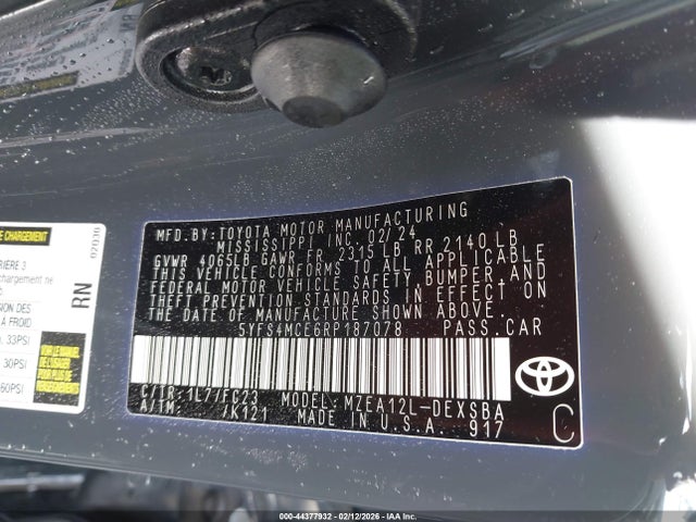 5YFS4MCE6RP187078 Toyota COROLLA SE