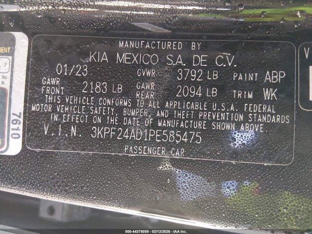 3KPF24AD1PE585475 KIA Forte Lxs