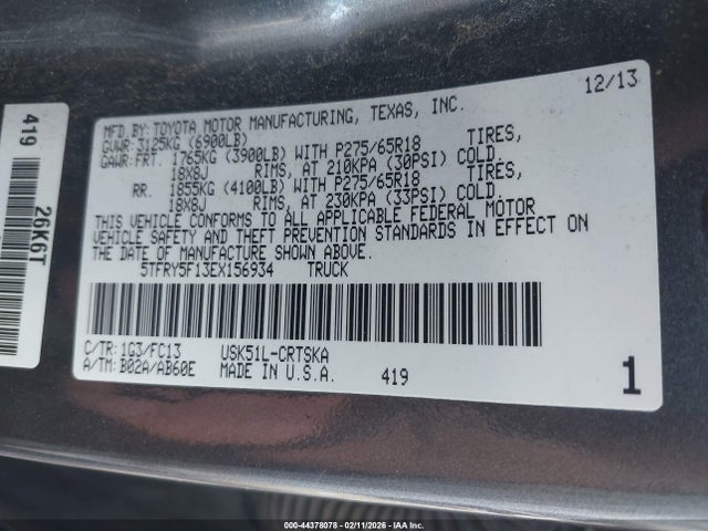 Aukcja sprzedaży 2014 Toyota Tundra Sr5 5.7l V8, vin: 5TFRY5F13EX156934, numer aukcji: 44378078